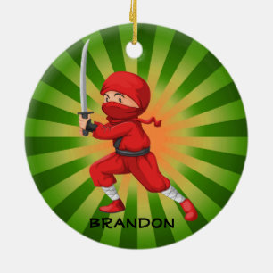 Ornamento De Cerâmica Ninja Boy Design Ornament