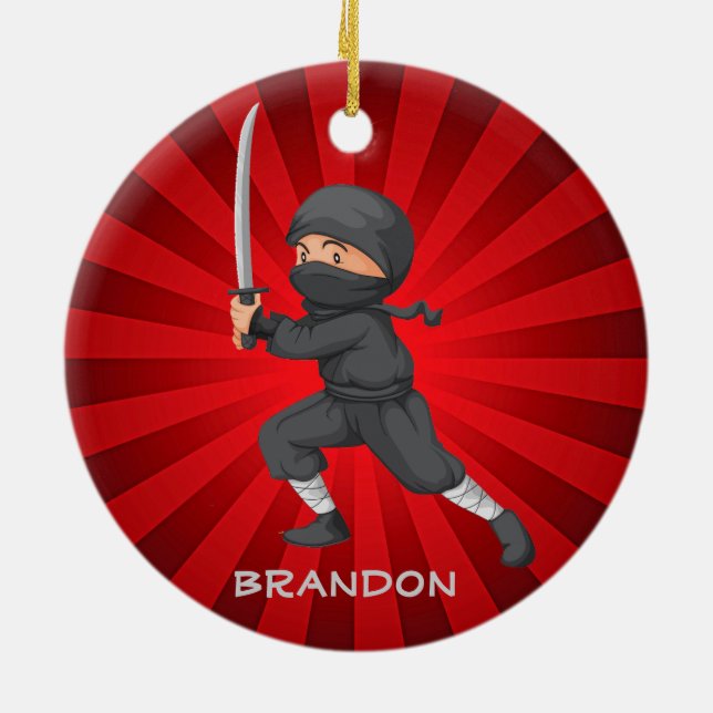 Ornamento De Cerâmica Ninja Boy Design Ornament (Traseira)