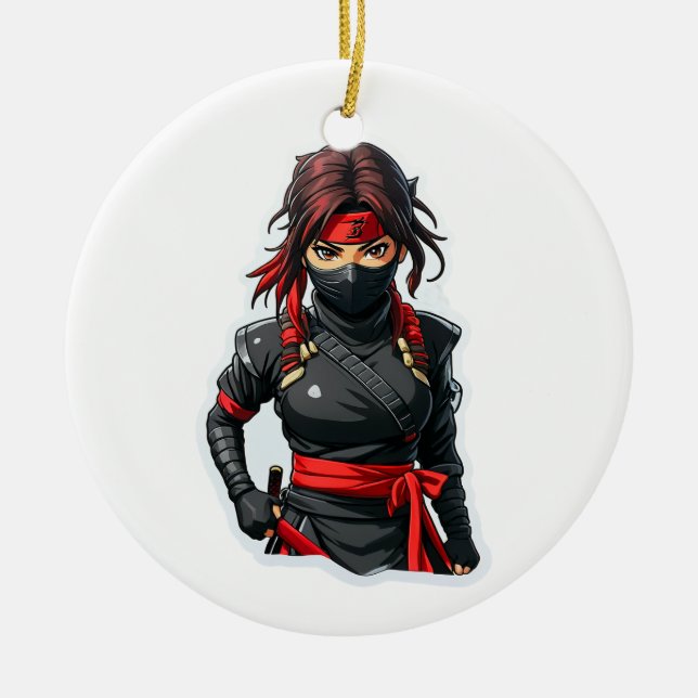 Ornamento De Cerâmica Ninja Girl (Frente)
