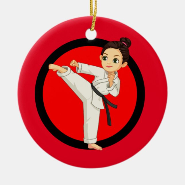 Ornamento De Cerâmica Ninja/Karate Girl Cerâmica Ornament (Frente)