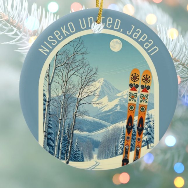 Ornamento De Cerâmica Niseko United Japan Hokkaido ski souvenir  (Criador carregado)