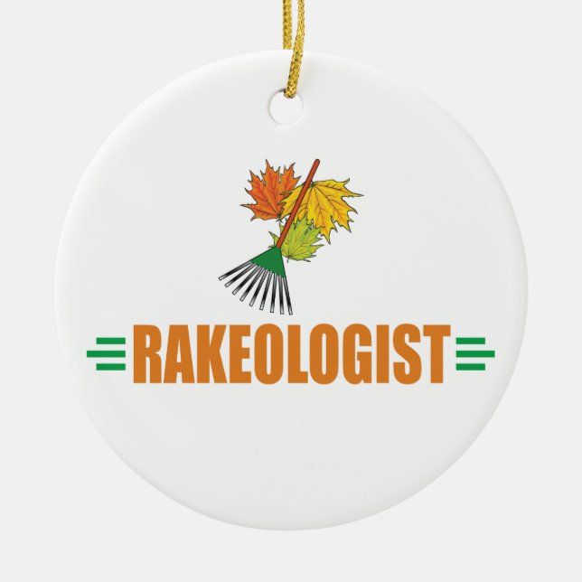 Ornamento De Cerâmica nny Leaf Raking (Frente)