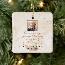 Ornamento De Cerâmica No Anjo Wings Photo Square Ornament