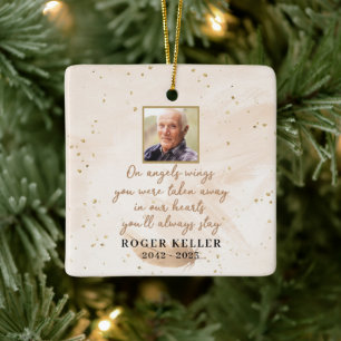 Ornamento De Cerâmica No Anjo Wings Photo Square Ornament