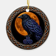 Nó Celta Corvo e Lua de Colheita no Halloween