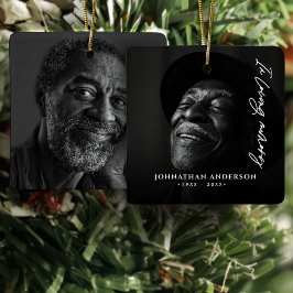 Ornamento De Cerâmica No Loving Memory Modern Script Name & 2 Photos