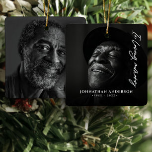 Ornamento De Cerâmica No Loving Memory Modern Script Name & 2 Photos