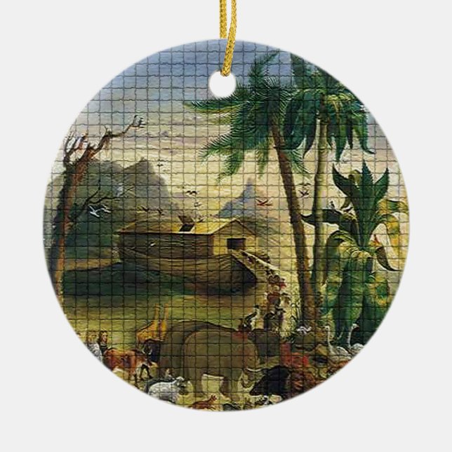 Ornamento De Cerâmica Noah e a arca (Frente)