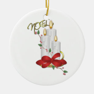 Ornamento De Cerâmica Noel Candle Ribbon Da Nossa Casa Para O Seu Ornam