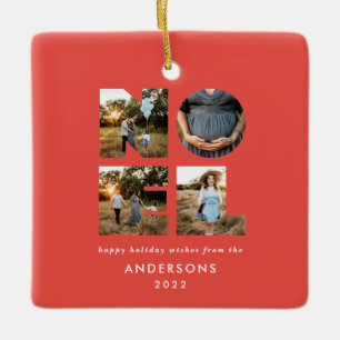 Ornamento De Cerâmica Noel Christmas bold 4 foto simples Holiday