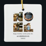 Ornamento De Cerâmica Noel Christmas bold 4 foto simples Holiday<br><div class="desc">Divertimento brilhante e colorido Noel Natal design de 4 fotos no feriado. Vias de cores vermelhas,  verdes,  marinhos azuis,  pretas e cor-de-rosa disponíveis.</div>