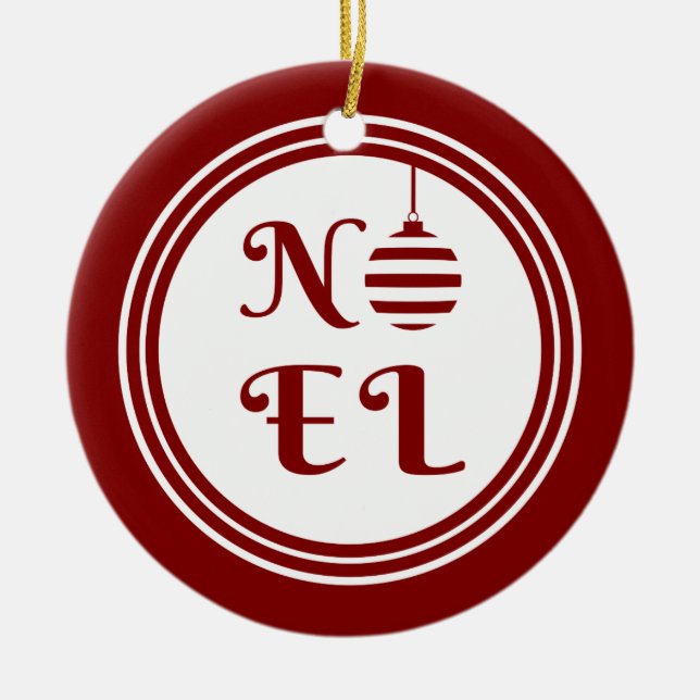 Ornamento De Cerâmica Noel Natal Vermelho e Branco (Frente)