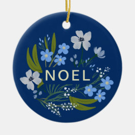 Ornamento De Cerâmica NOEL Nome da família Blue floral