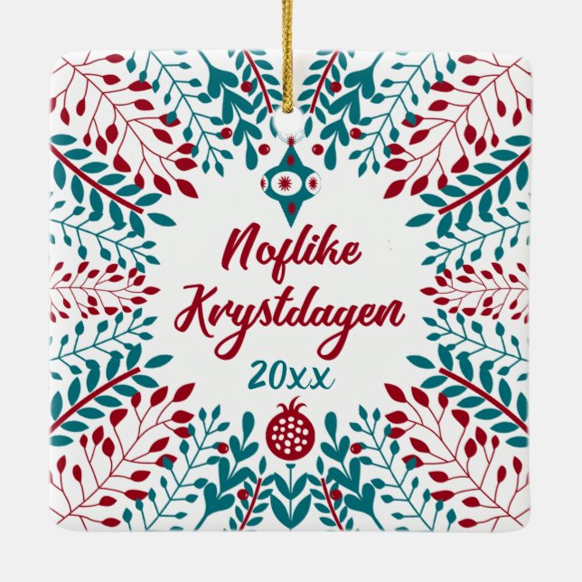 Ornamento De Cerâmica Noflike Krystdagen, Natal Feliz da Frísia Ocidenta (Verso)