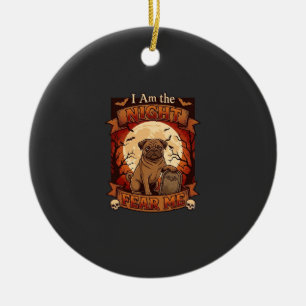 Ornamento De Cerâmica Noite Am Me Do Halloween Pug Lua Lápide