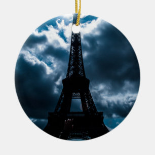 Ornamento De Cerâmica Noite Azul da Torre Eiffel