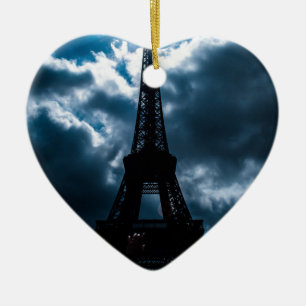 Ornamento De Cerâmica Noite Azul da Torre Eiffel