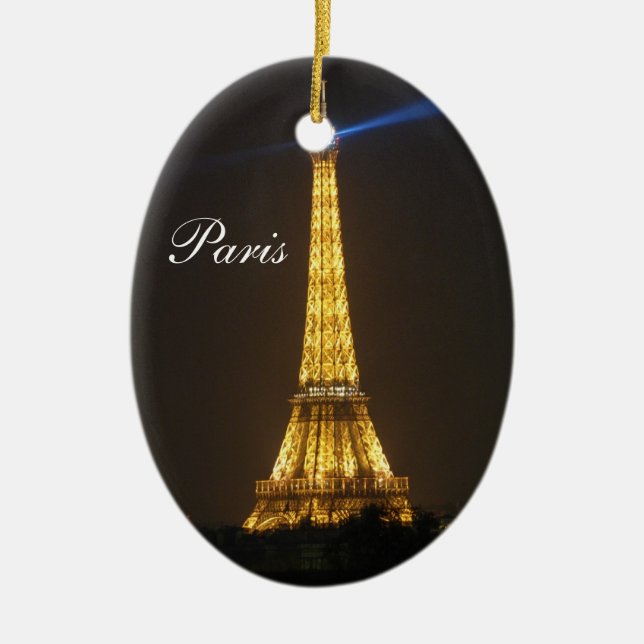 Ornamento De Cerâmica Noite da torre Eiffel (Frente)