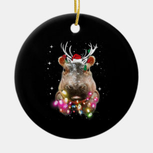 Ornamento De Cerâmica Noite de Natal Hippo Fiona Hippopotamus Lover
