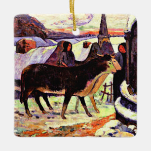 Ornamento De Cerâmica Noite de Natal, pintura de arte fina por Gauguin