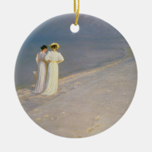 Ornamento De Cerâmica Noite do verão na praia do sul de Skagen