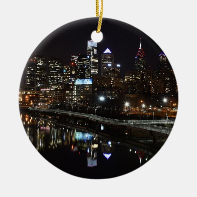 Ornamento De Cerâmica Noite em Philly (Frente)