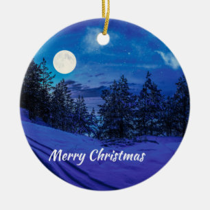Ornamento De Cerâmica Noite estrelada com decoração cerâmica da lua d