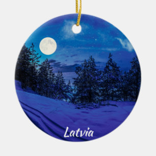 Ornamento De Cerâmica Noite estrelada com decoração cerâmica da lua de c