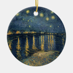 Ornamento De Cerâmica Noite estrelado de Vincent van Gogh sobre o