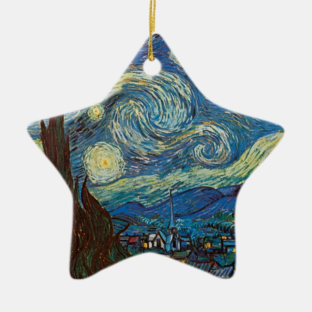 Ornamento De Cerâmica Noite estrelado por Vincent van Gogh (Frente)