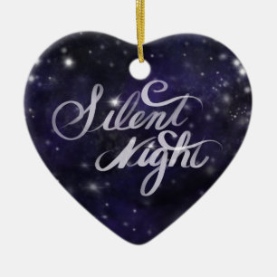 Ornamento De Cerâmica Noite Silenciosa - cena romântica de neve de Féria