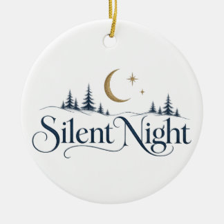 Ornamento De Cerâmica Noite Silenciosa Lua de Natal e Árvores de Natal F