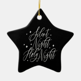 Ornamento De Cerâmica Noite Silenciosa Noite Santa Estrela do Natal Negr