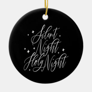 Ornamento De Cerâmica Noite Silenciosa Noite Santa Natal Preto Redondo
