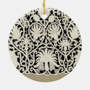 Ornamento De Cerâmica Noiva Antiga Renda Linho Branco Clássico Bonito