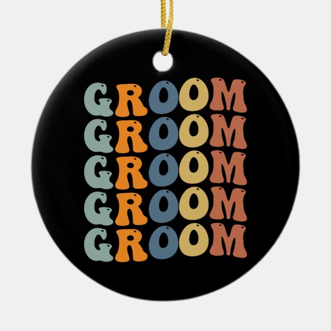 Ornamento De Cerâmica Noiva Preparando-se Casamento Casal Noivo & Noiva  (Frente)