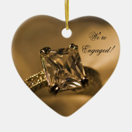 Ornamento De Cerâmica Noivado Anel de Diamante de Corte Princesa