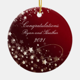 Ornamento De Cerâmica Noivado de Casamento de Novos Estados Unidos Novo