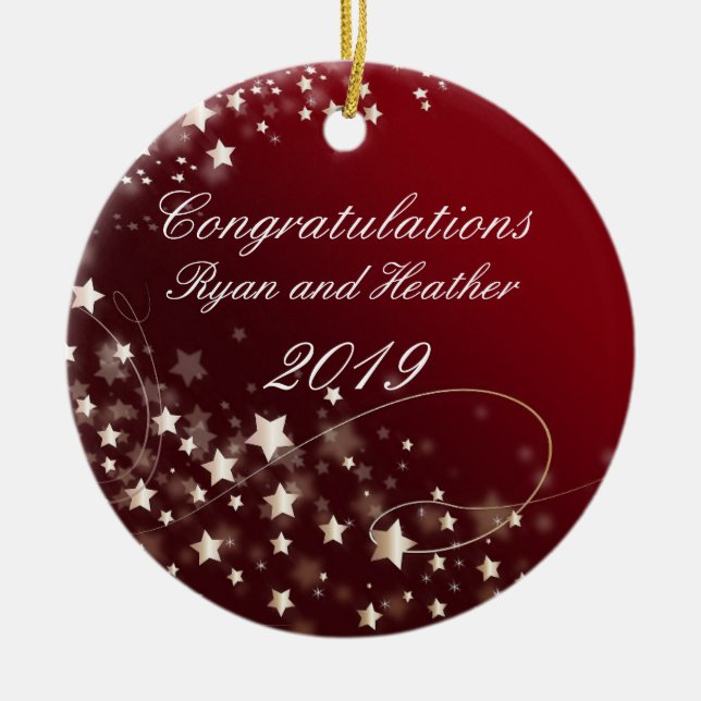 Ornamento De Cerâmica Noivado De Casamento Novo Vermelho Doméstico (Frente)