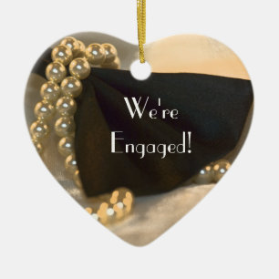 Ornamento De Cerâmica Noivado de empilhamento branco e arco