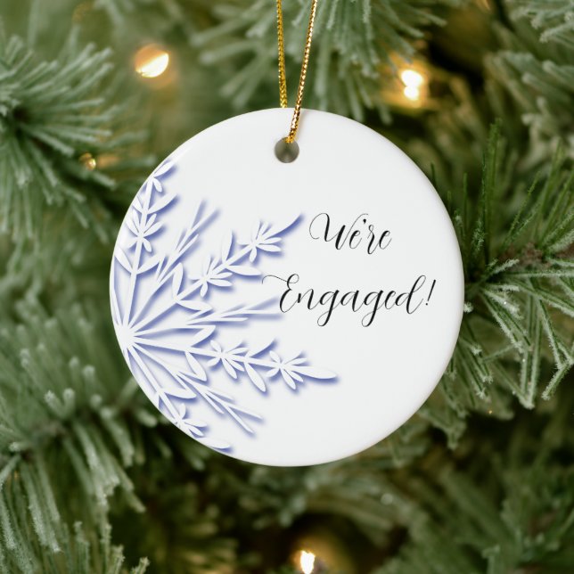 Ornamento De Cerâmica Noivado de flocos de neve azul e branco (Árvore)