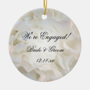Ornamento De Cerâmica Noivado floral branco