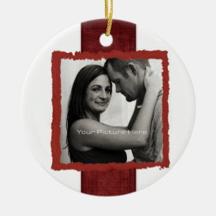 Ornamento De Cerâmica Noivado Foto de Casamento de Natal Russo