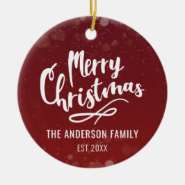 Ornamento De Cerâmica Nome da Família Ano Natal Personalizado Moderno