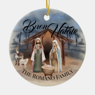 Ornamento De Cerâmica Nome da família Buon Natale Natividade Cena