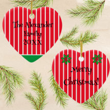 Nome da família e ano em faixas vermelhas e branca