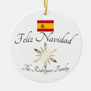 Ornamento De Cerâmica Nome da família espanhola Feliz Navidad Espanha Si