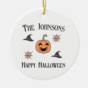 Ornamento De Cerâmica Nome da Família Halloween