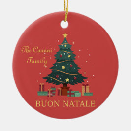 Ornamento De Cerâmica Nome da Família Italiana Buon Natale Custom Tree (