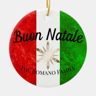 Ornamento De Cerâmica Nome da família italiana Buon Natale Flag Christm